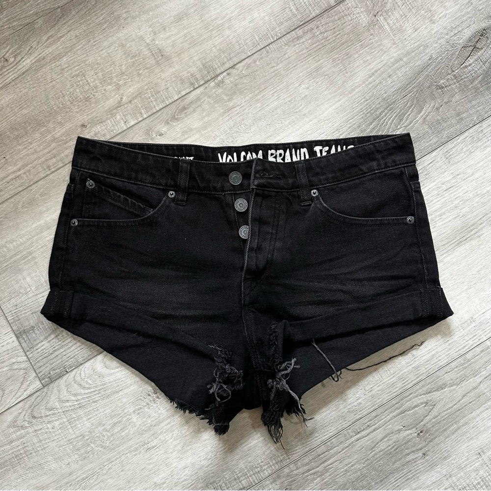 Volcom Women's Distressed Black Jean Shorts